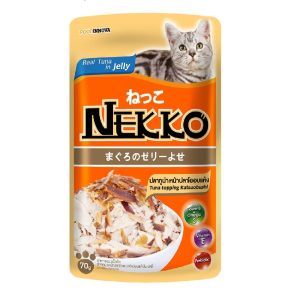 Nekko Pouch Cat Food Real Tuna Topping Katsuobushi In Jelly 70gm